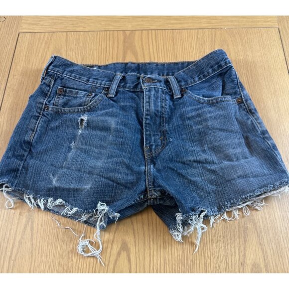 Levis Womens SZ 30/13 Distressed Denim Cutoff Shorts Medium Wash Frayed Hem - Picture 2 of 5